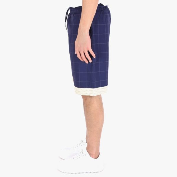 Drôle De Monsieur Wool Check Korte Broek Navy