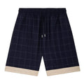 Drôle De Monsieur Wool Check Korte Broek Navy