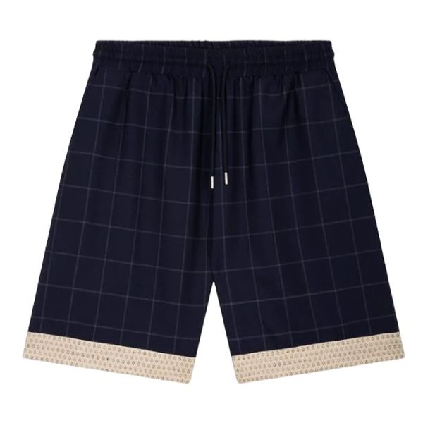Drôle De Monsieur Wool Check Korte Broek Navy
