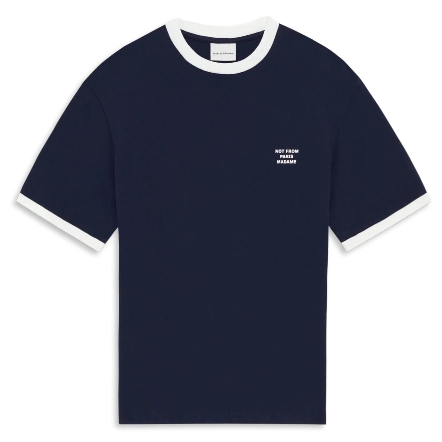 Drôle De Monsieur Contrasted Slogan T-shirt Navy