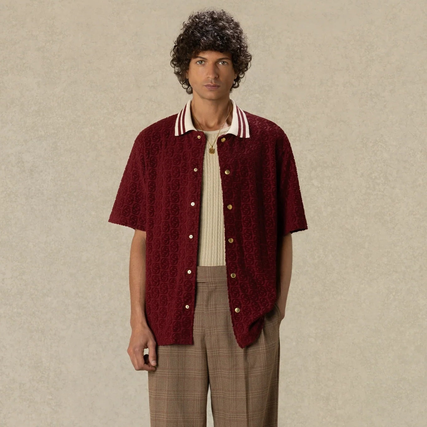 Drôle De Monsieur Monogram Overhemd Bordeaux