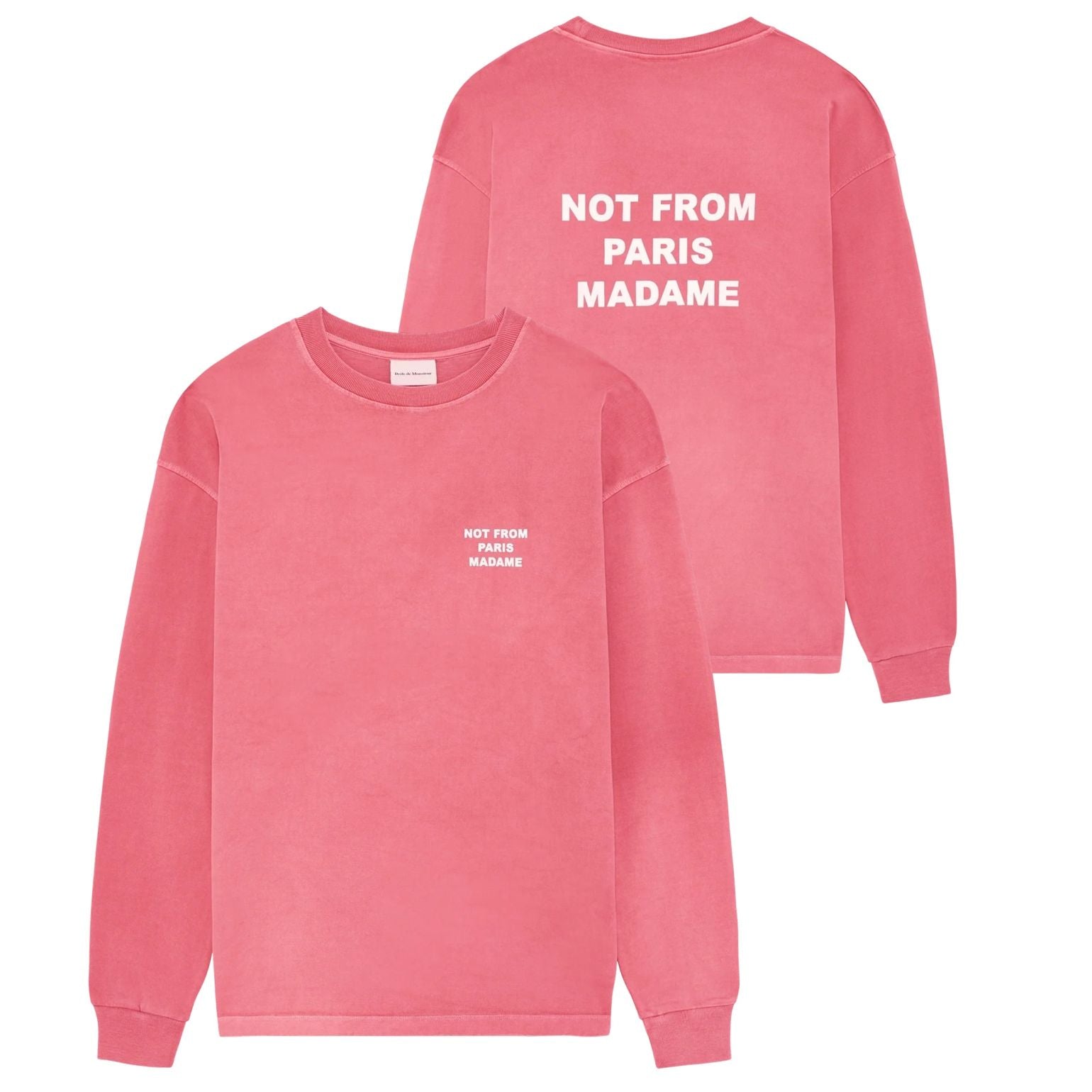 Drôle De Monsieur Washed Slogan Longsleeve T-shirt Roze