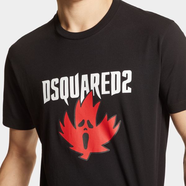 Dsquared2 Ghost Maple Leaf T-shirt Zwart