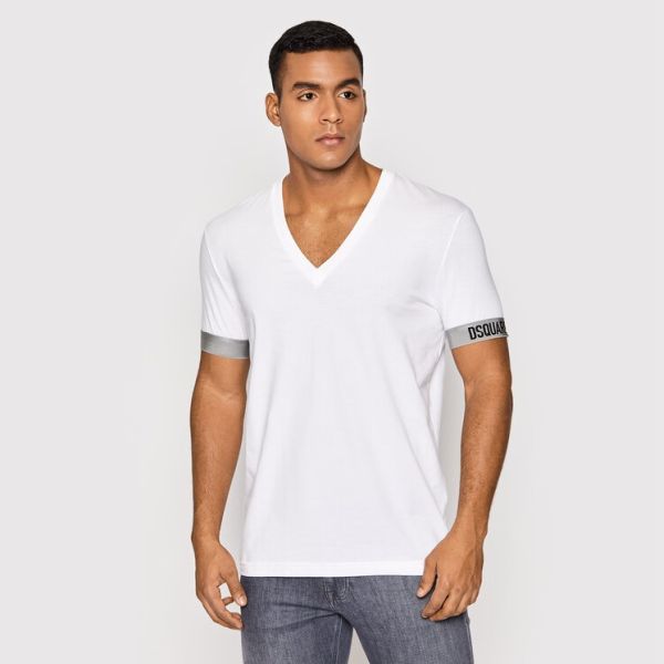 Dsquared2 V-Hals Basic T-shirt Wit