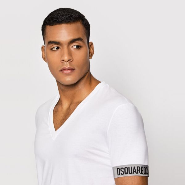 Dsquared2 V-Hals Basic T-shirt Wit
