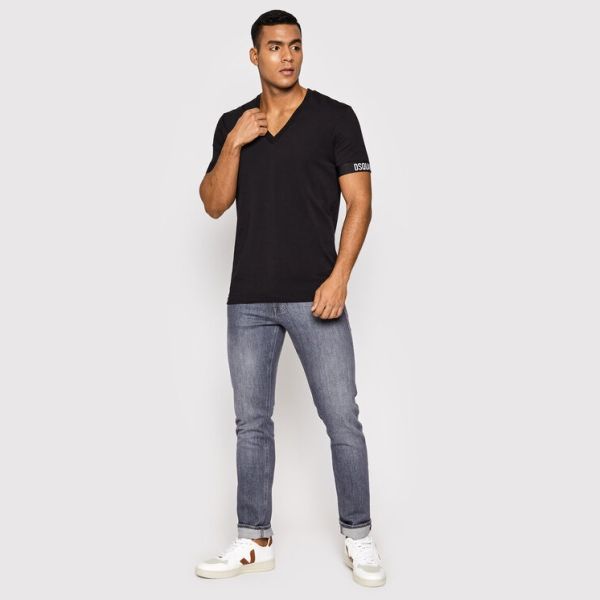 Dsquared2 V-Hals Basic T-shirt Zwart