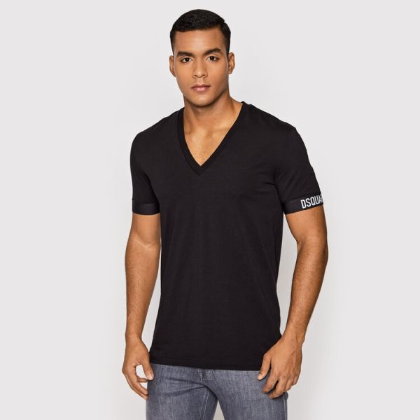 Dsquared2 V-Hals Basic T-shirt Zwart