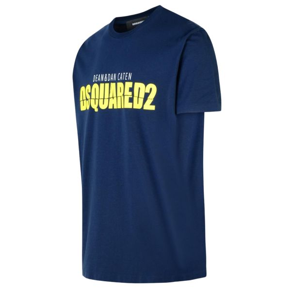 Dsquared2 Yellow Logo T-shirt Navy