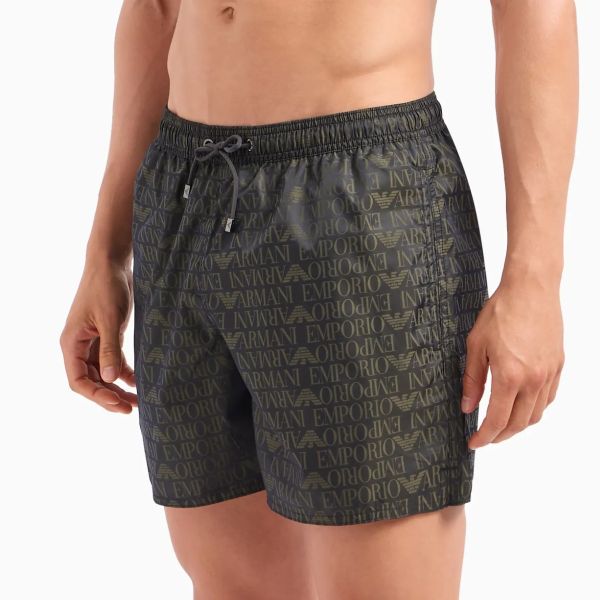 Emporio Armani Allover Logo Zwembroek Zwart