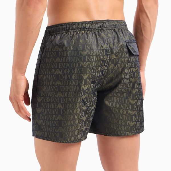 Emporio Armani Allover Logo Zwembroek Zwart