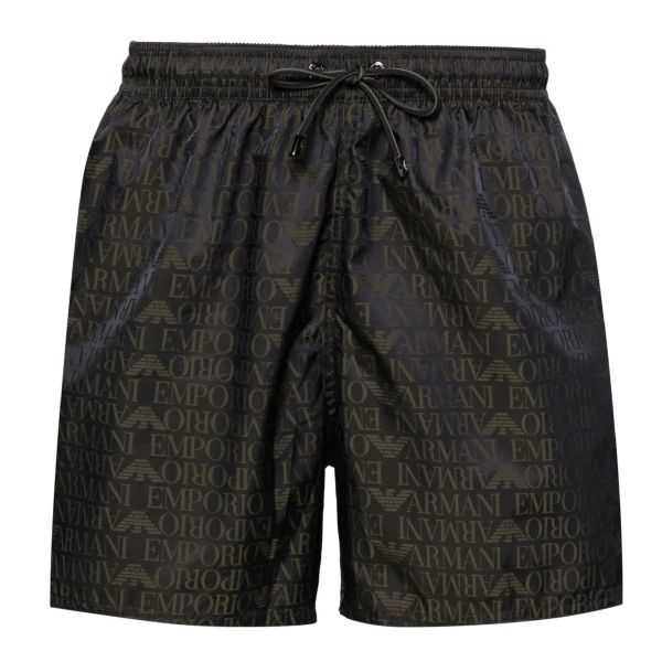 Emporio Armani Allover Logo Zwembroek Zwart