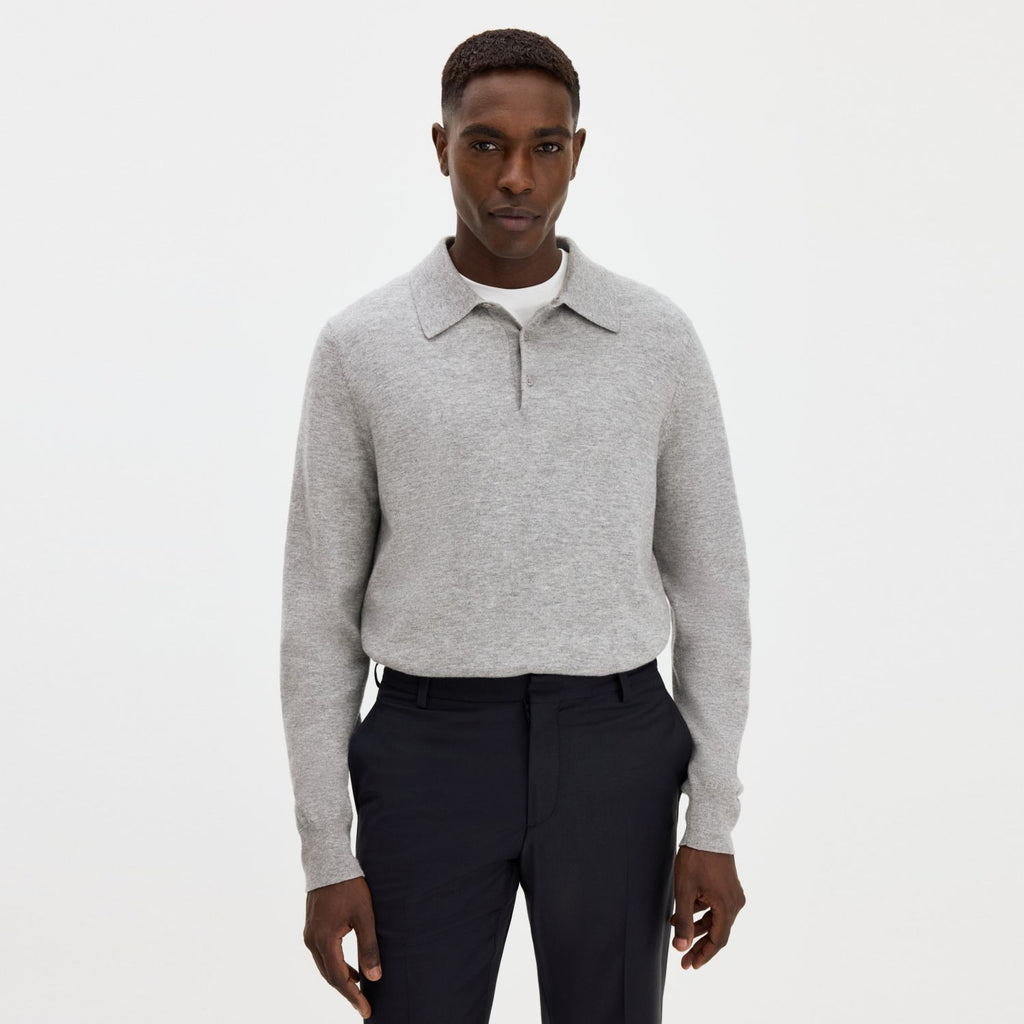 Filippa K Knitted Longsleeve Polo Grijs