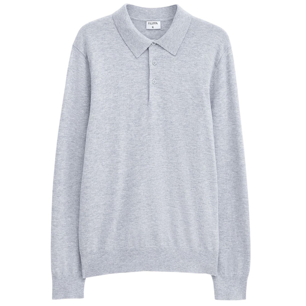 Filippa K Knitted Longsleeve Polo Grijs