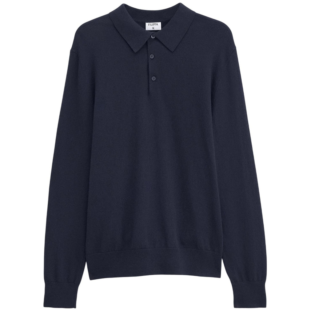 Filippa K Knitted Longsleeve Polo Navy