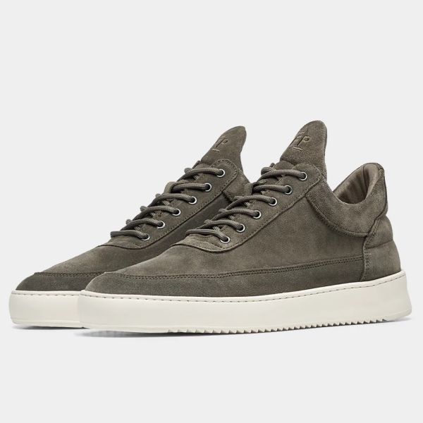 Filling Pieces Low Top Suede Sneaker Donker Groen