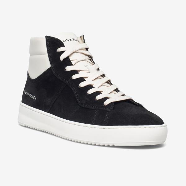 Filling Pieces Mid Court Suede Sneaker Zwart