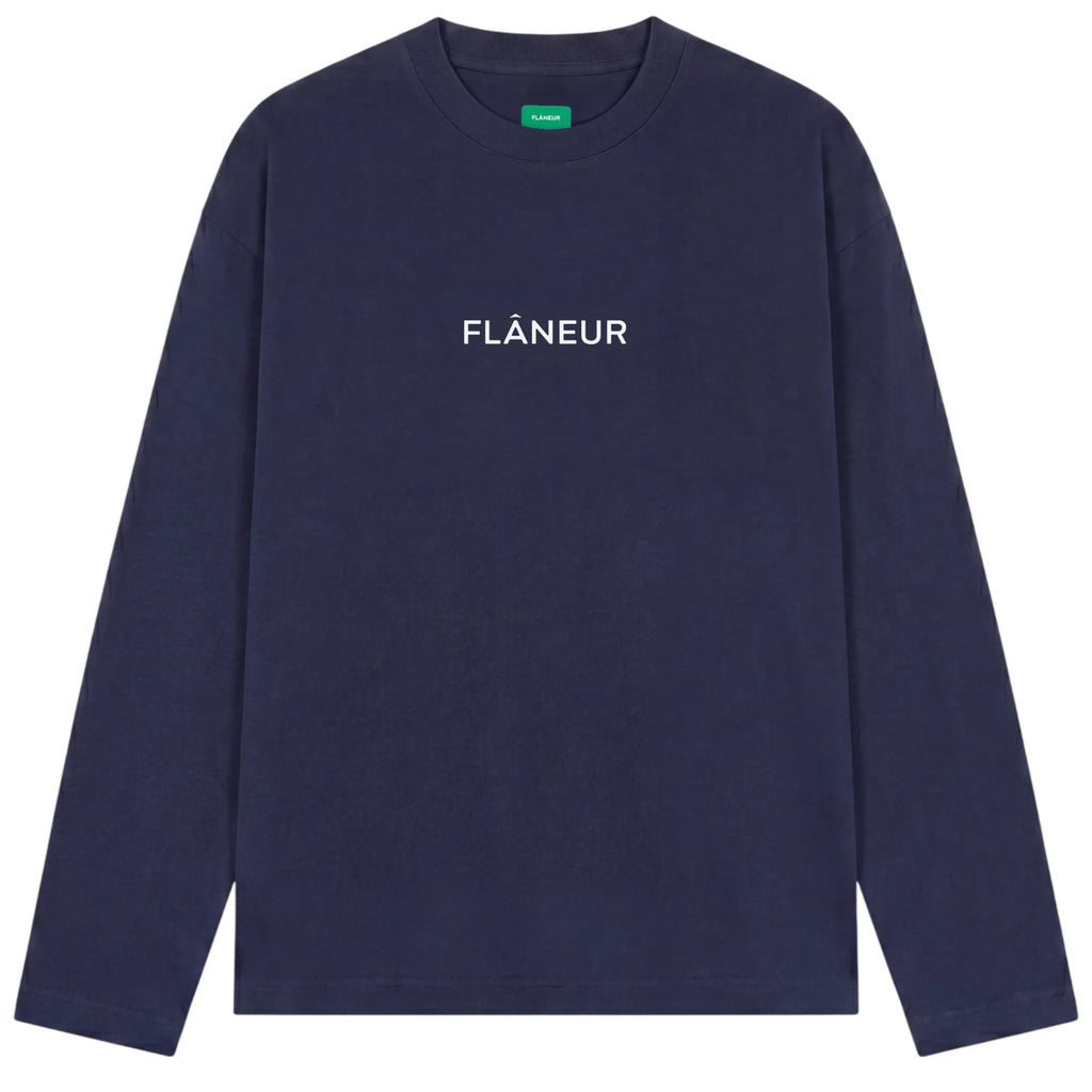 Flâneur Box Logo Longsleeve T-shirt Donker Blauw