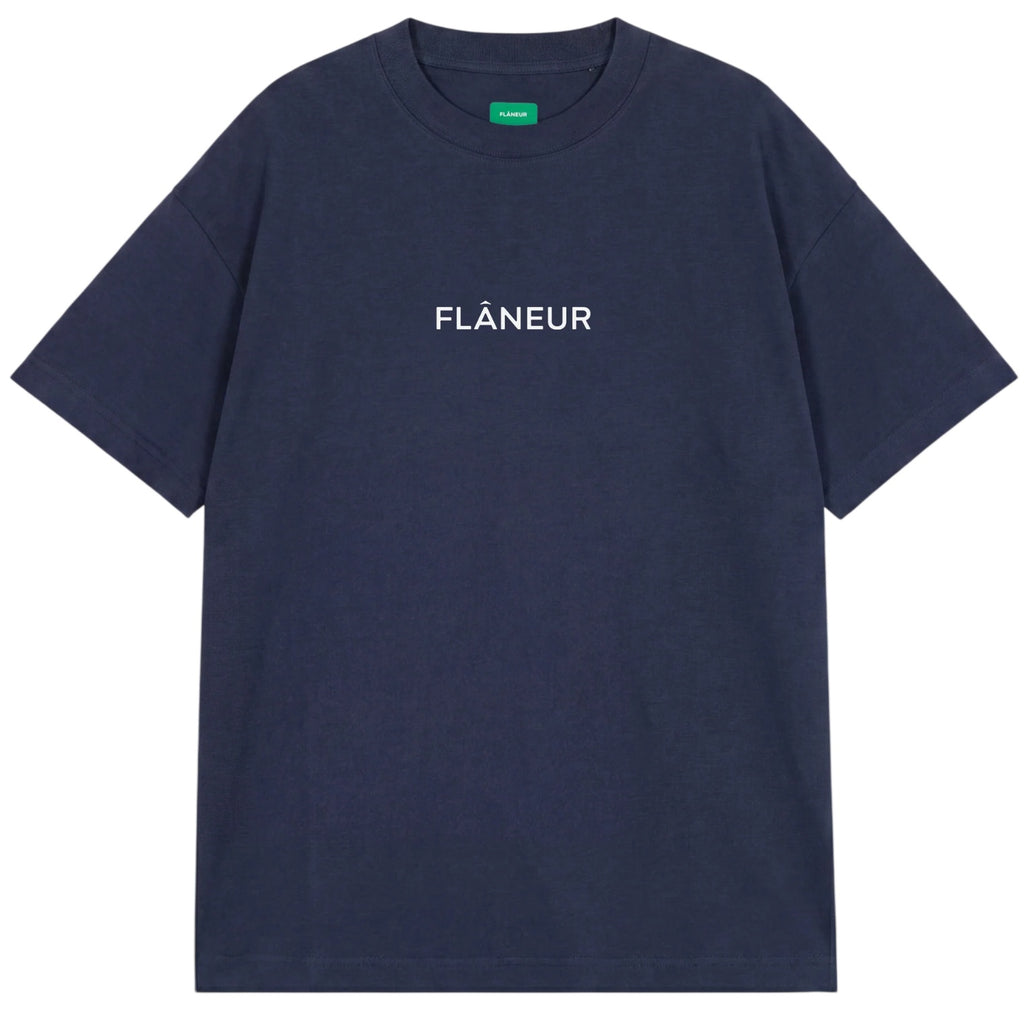 Flâneur Box Logo T-shirt Donker Blauw