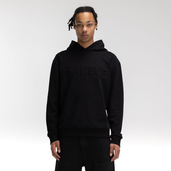 Flâneur Embossed Hoodie Zwart