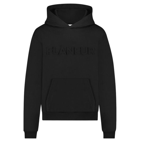Flâneur Embossed Hoodie Zwart