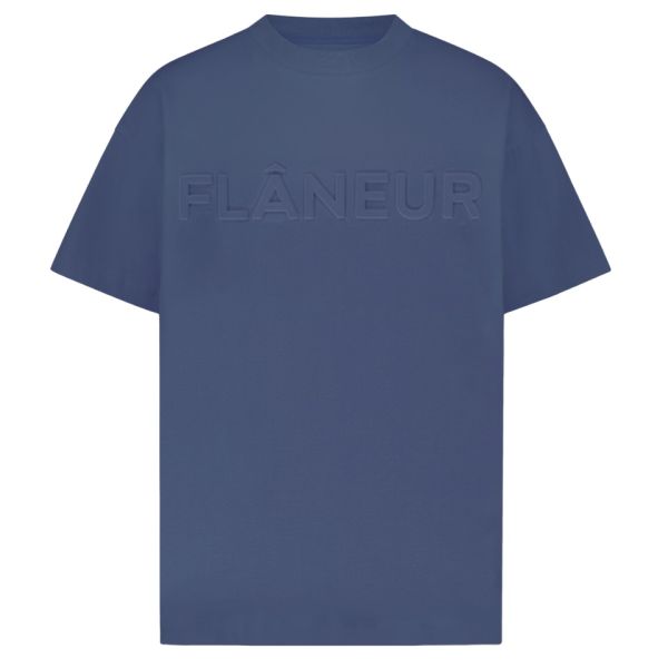 Flâneur Embossed T-shirt Donker Blauw
