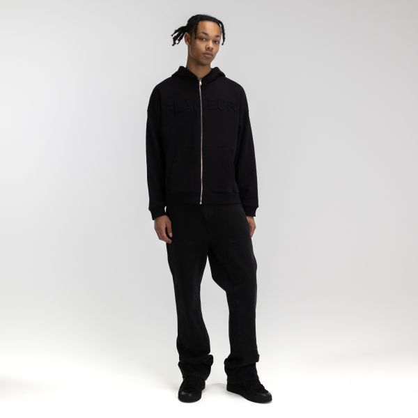 Flâneur Embossed Zip-Up Vest Zwart