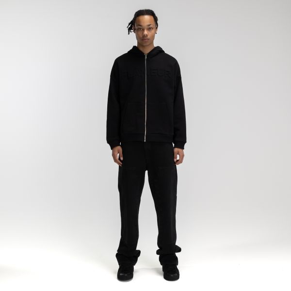 Flâneur Embossed Zip-Up Vest Zwart