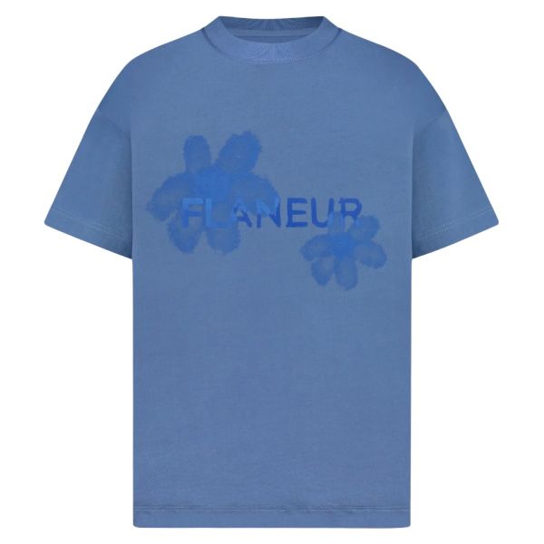 Flâneur Floral Watercolor T-shirt Blauw