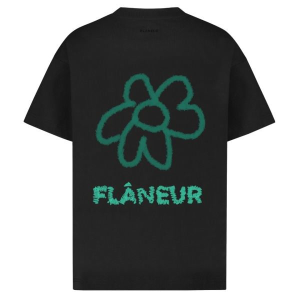 Flâneur Flower Doodle T-shirt Zwart