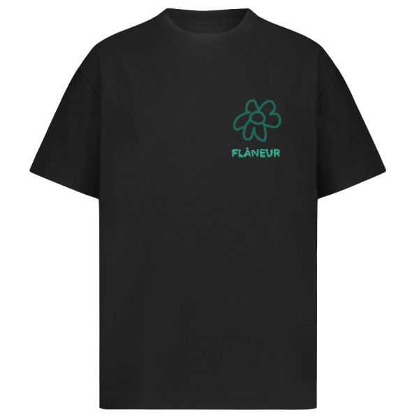 Flâneur Flower Doodle T-shirt Zwart