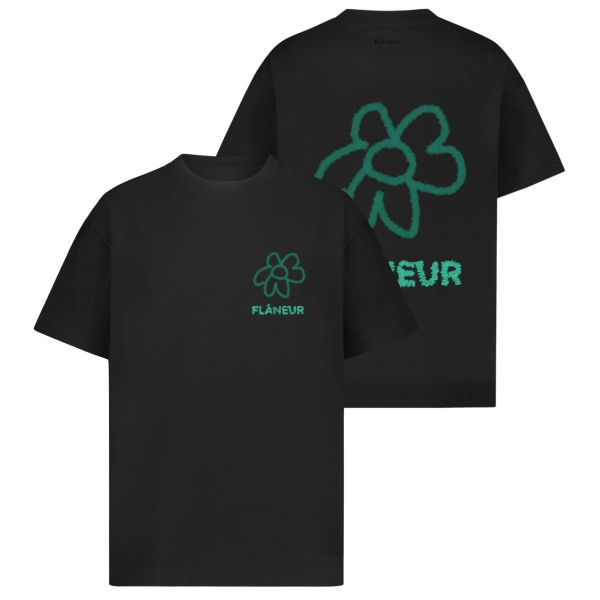 Flâneur Flower Doodle T-shirt Zwart