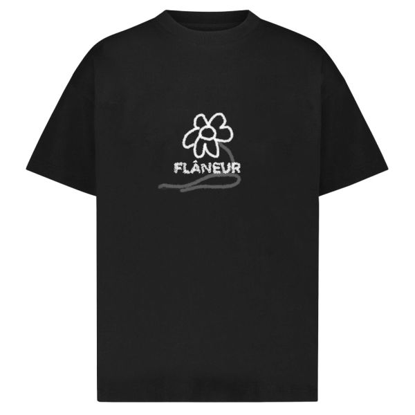 Flâneur Flower Stalk T-shirt Zwart