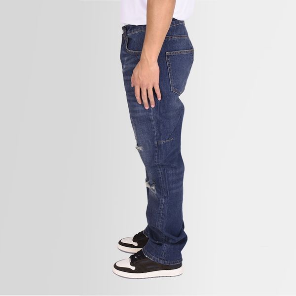 Flâneur Distressed Straight Jeans Donker Blauw