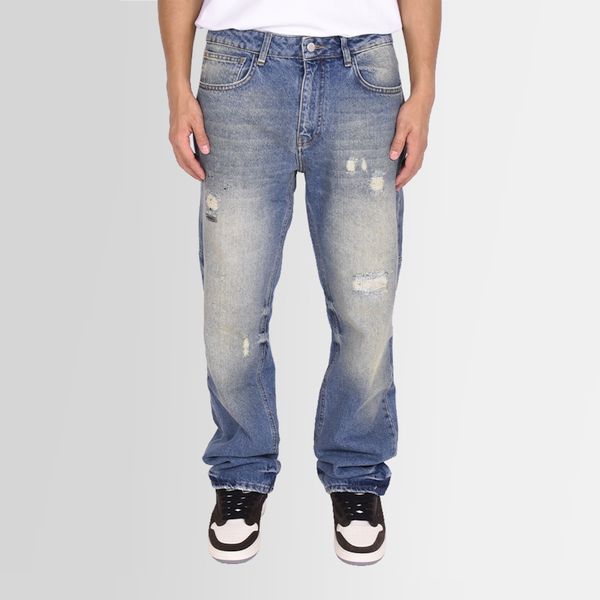 flaneur homme distressed straight jeans licht blauw