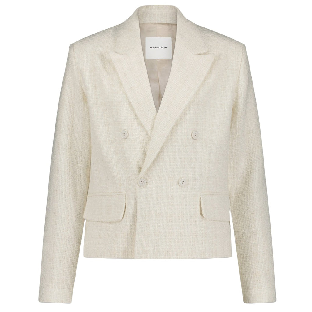 flaneur homme double breasted blazer beige