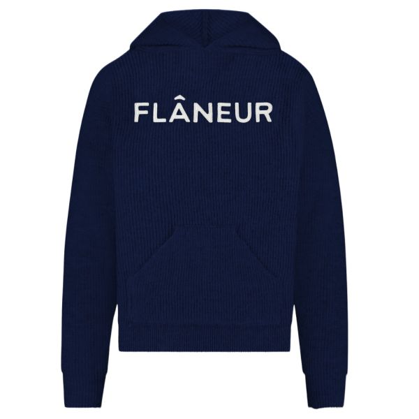 Flâneur Knitted Logo Hoodie Navy