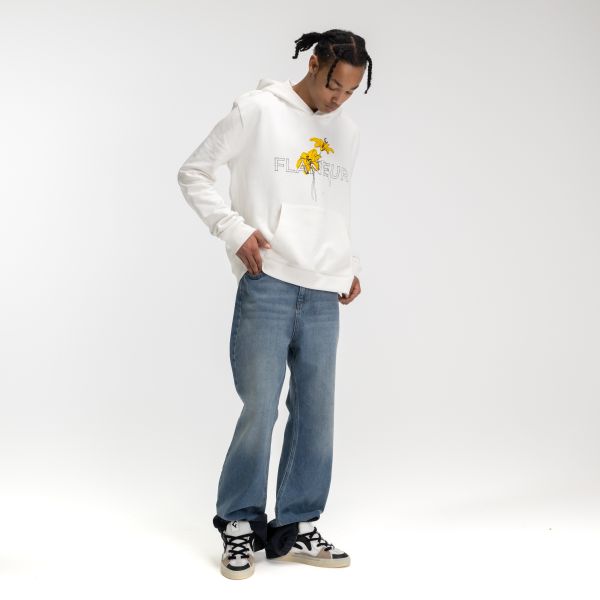 Flâneur La Fleur Hoodie Wit