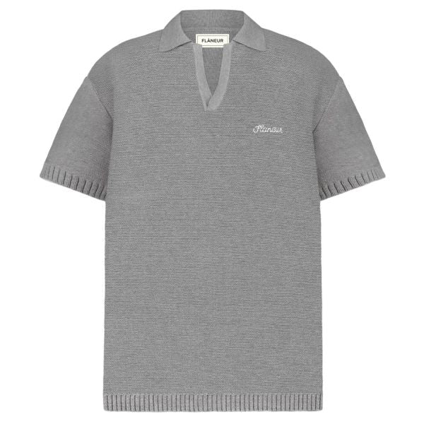 Flâneur Signature Knitted Polo Grijs