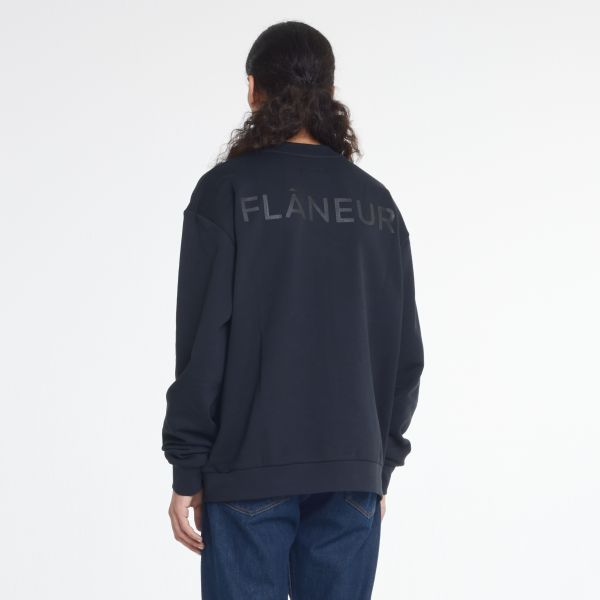 Flâneur Tonal Logo Sweater Zwart
