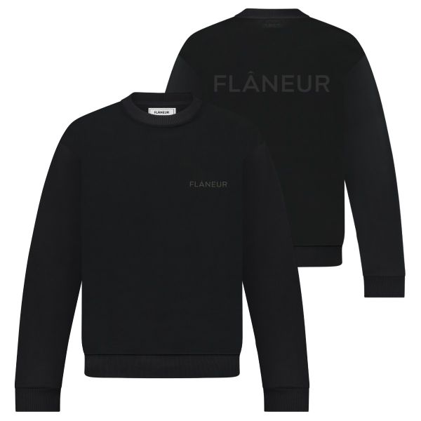 Flâneur Tonal Logo Sweater Zwart
