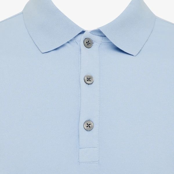 Genti 3 Buttons Polo Licht Blauw
