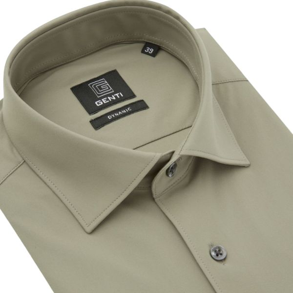 Genti Fresno Skin Fit Overhemd Licht Groen