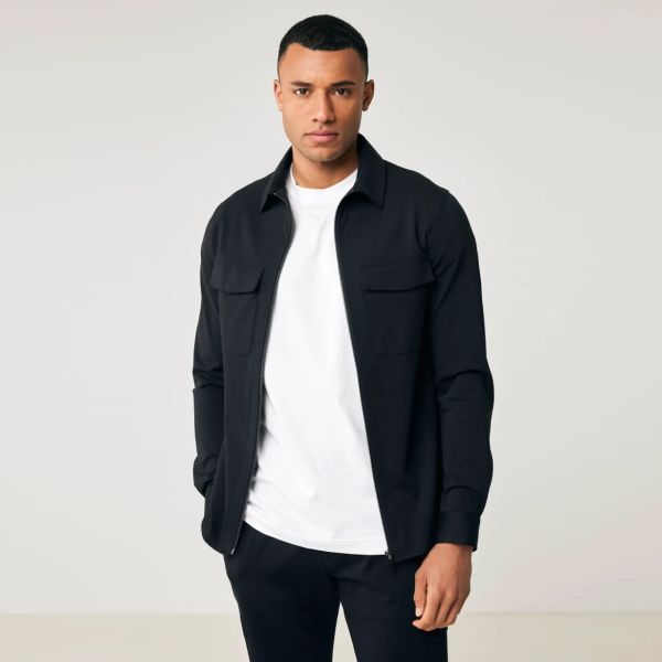 Genti Oaks Zip Overshirt Zwart