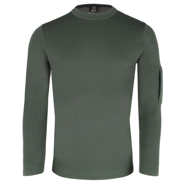 Genti Round Pocket Sweater Donker Groen