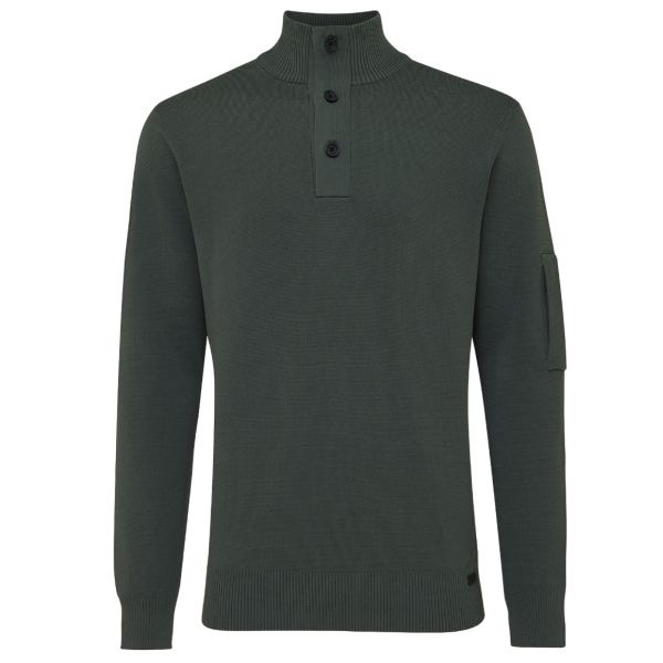 Genti Turtle 3 Buttons Sweater Donker Groen