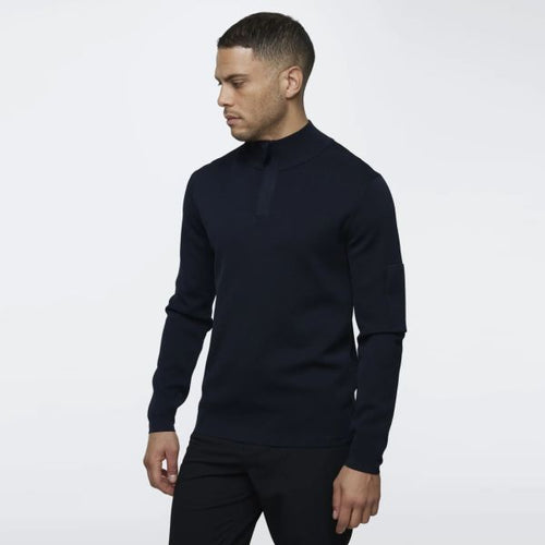 Genti Turtle Zip Sweater Navy