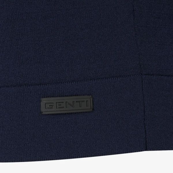 Genti Turtle Zip Sweater Navy