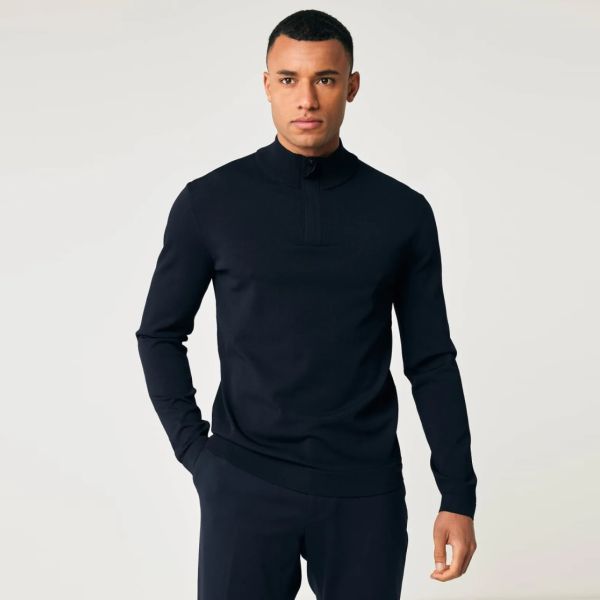 Genti Turtle Zip Sweater Navy