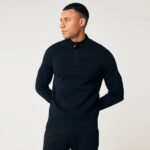 Genti Turtle Zip Sweater Zwart