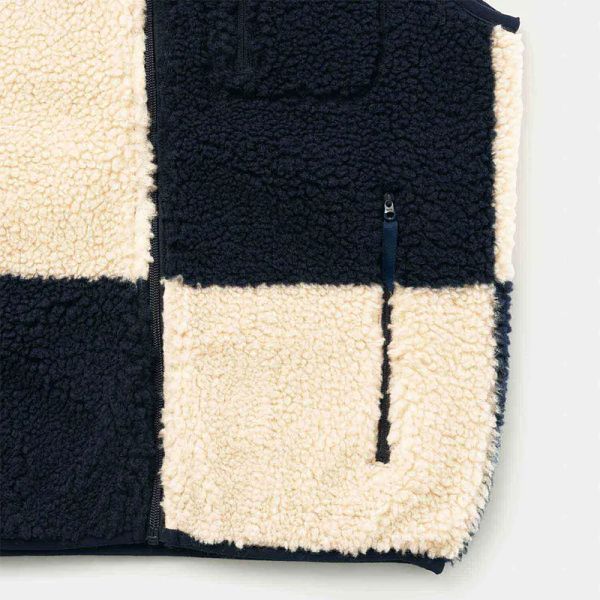 Gramicci Checkered Sherpa Vest Off White/Navy